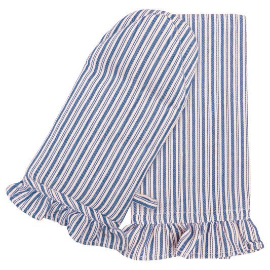 Blue Stripe Cotton Oven Mitt & 28" Tea Towels Set of 2