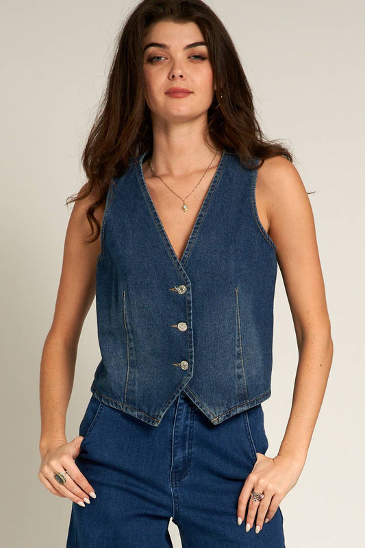 Sleeveless Denim Vest: DENIM