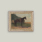 Saddled Horse Framed Antique Art: 7x5