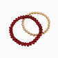 2 Layered Semi-Precious Beaded Bracelet Set: Grey