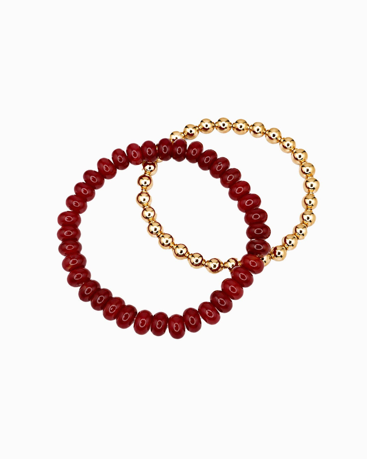 2 Layered Semi-Precious Beaded Bracelet Set: Grey