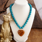 Chunky Statement Necklace – Chunky Beaded Heart Pendant Necklace: Brown