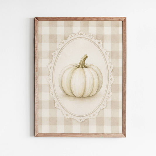 Plaid Pumpkin Fall Art Print: 8"x10"