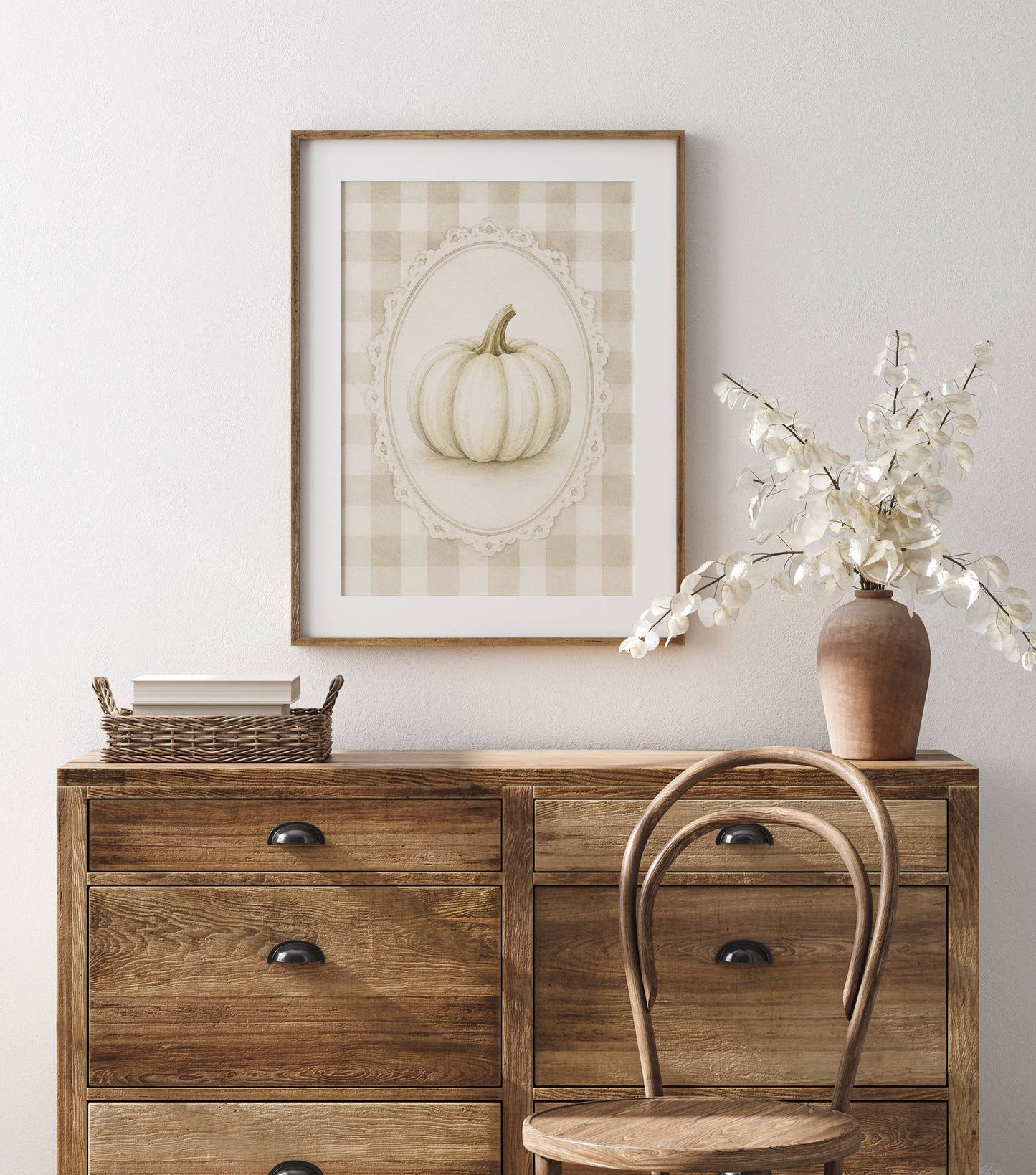Plaid Pumpkin Fall Art Print: 8"x10"