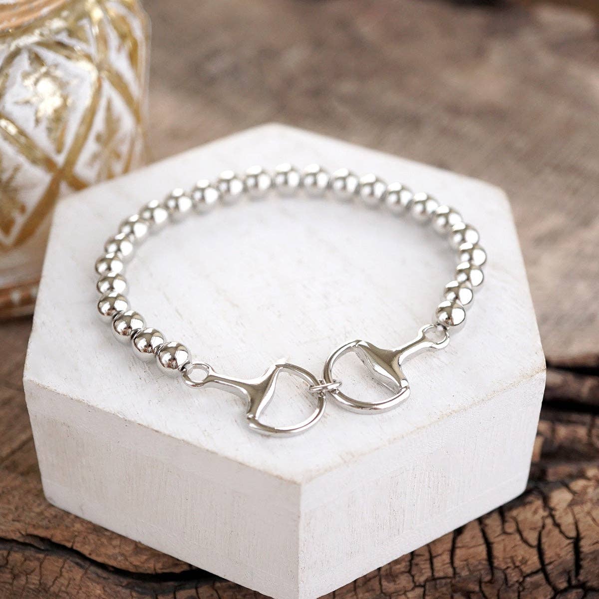 Bit of Shine – Stretch Horse Bit Bracelet: Gold