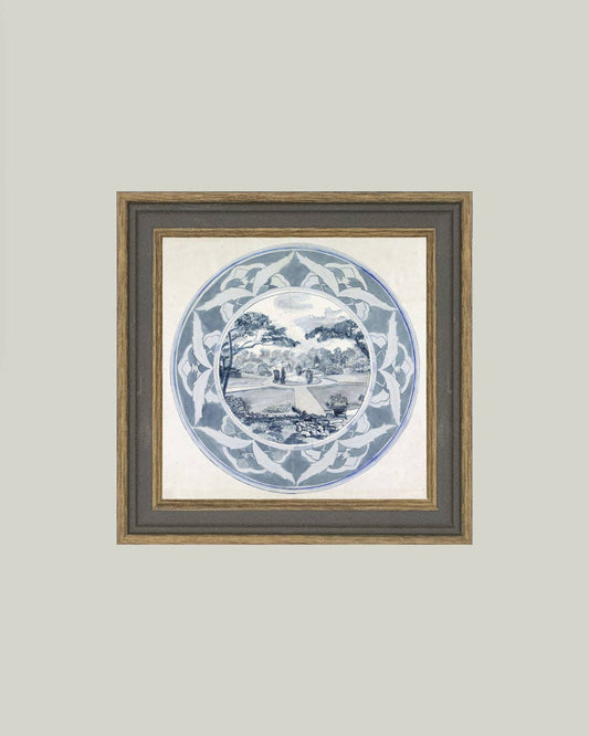 Garden View Design Framed Antique Art: 5x5