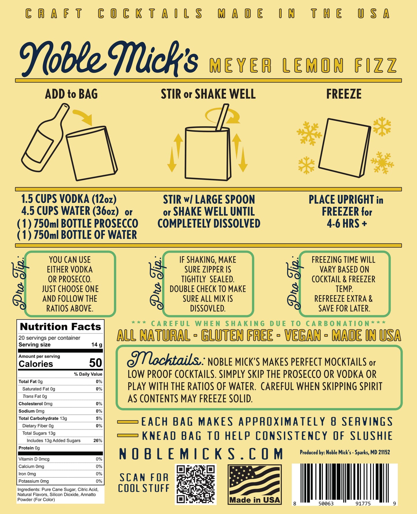 Meyer Lemon Fizz Frozen Cocktail -Just add Water + Prosecco