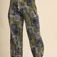 PATCHWORK BANDANA PRINT PLEATED PARACHUTE PANTS MP5392: OLIVE MULTI PAISLEY / M