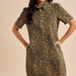 LEOPARD UTILITY MINI DRESS: OLIVE / L