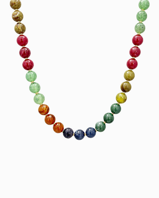 Autumn Marbled Bead Necklace: Dark Multi