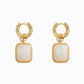 Square Semi Stone Drop Earrings: Brown