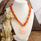 Chunky Statement Necklace – Chunky Beaded Heart Pendant Necklace: Brown