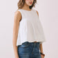 CT9082-Pleated Detail High Low Sleeveless Top: Baby Blue / S