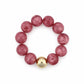 Pink 16MM Beaded with Gold Accent Ball Stretch Bracelets