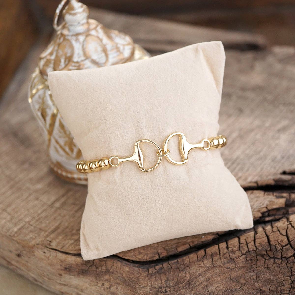 Bit of Shine – Stretch Horse Bit Bracelet: Gold