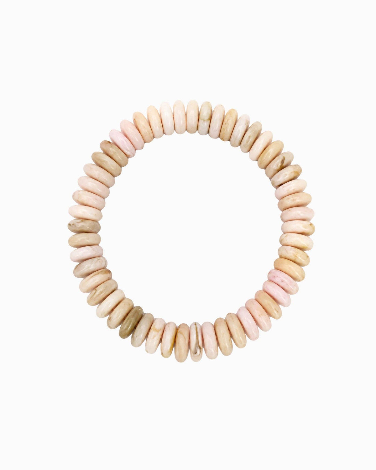 Autumn Wide Disc Marble Beaded Stretch Bracelets: Pink
