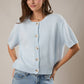 SHORT SLEEVE SWEATER CARDIGAN: LT OLIVE / XS