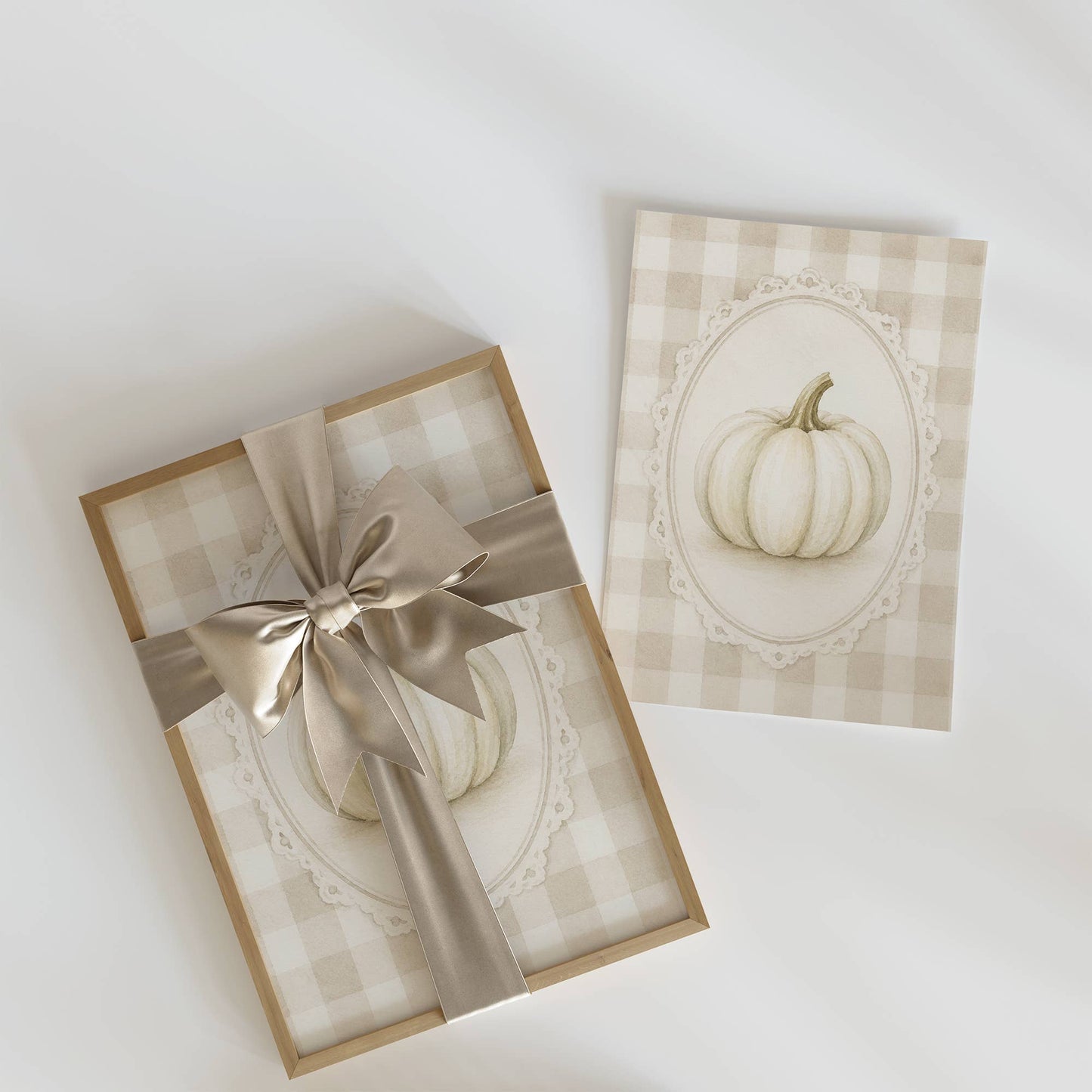 Plaid Pumpkin Fall Art Print: 8"x10"