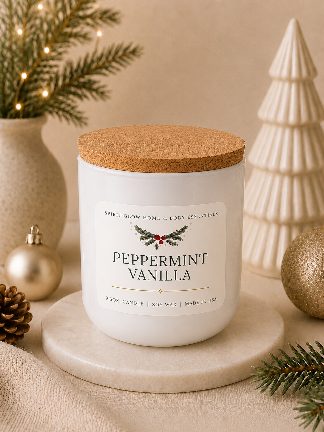 Peppermint Vanilla - 9.5oz. Soy Candle 