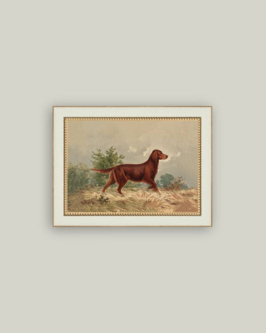 Standing Retriever Framed Antique Art: 6x4