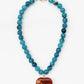Blue Beaded with Brown Stone Heart 16"-18" Necklace