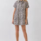 CD07293-Zebra Print Button Down Collared Mini Dress: CREAM / L