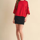 SHORT SLV SWEATER W CONTRAST BLANKET STITCH MSW11471: OLIVE TAUPE / S