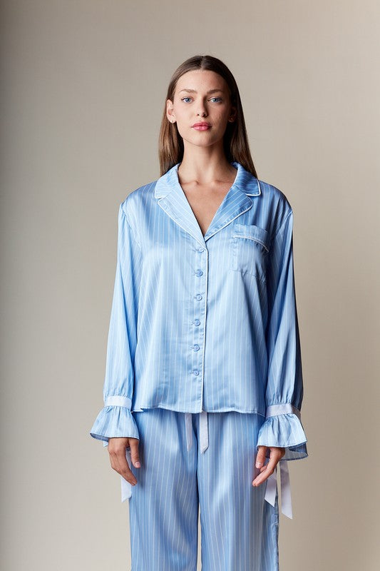 Lilyana Stripe Satin Pajama set