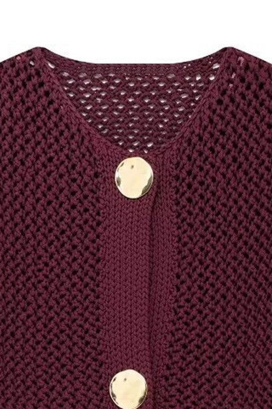 Amelia Burgundy Button Down Cardigan