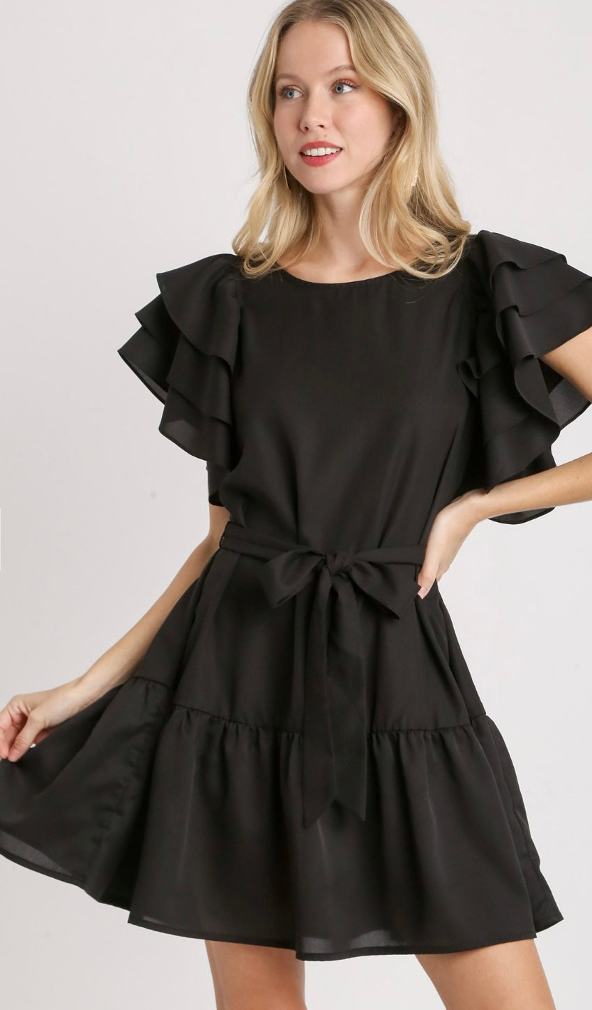 Raven Ruffled Sleeve Dress