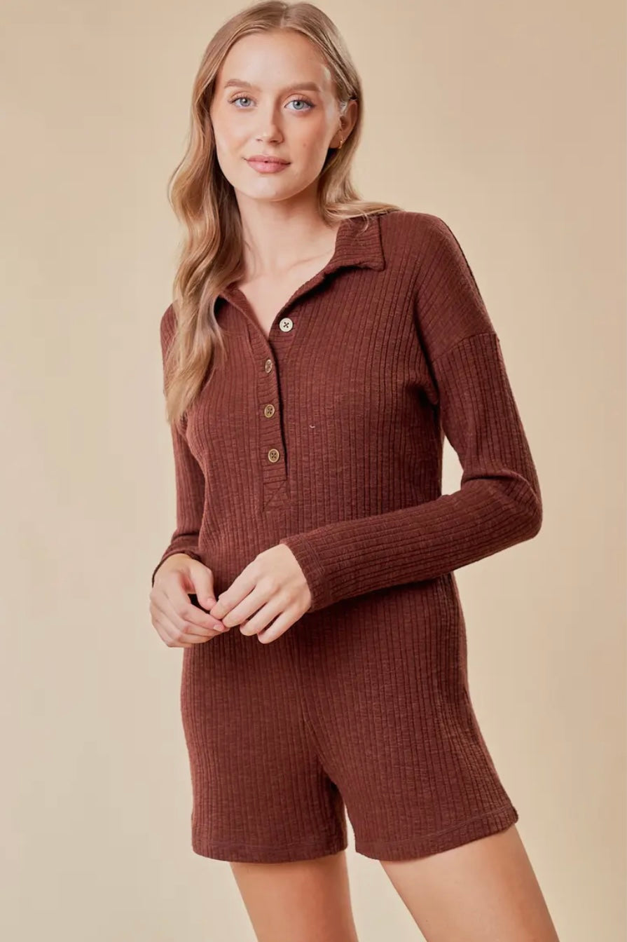 Bridget Ribbed Long Sleeve Romper