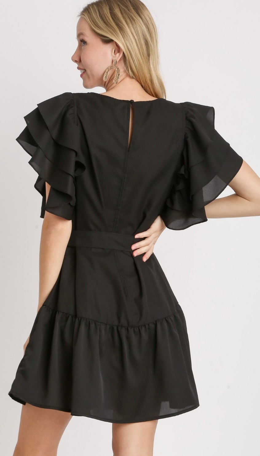 Raven Ruffled Sleeve Dress