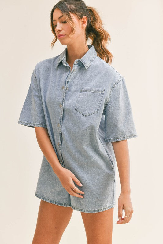 Delilah Denim Button Down Romper