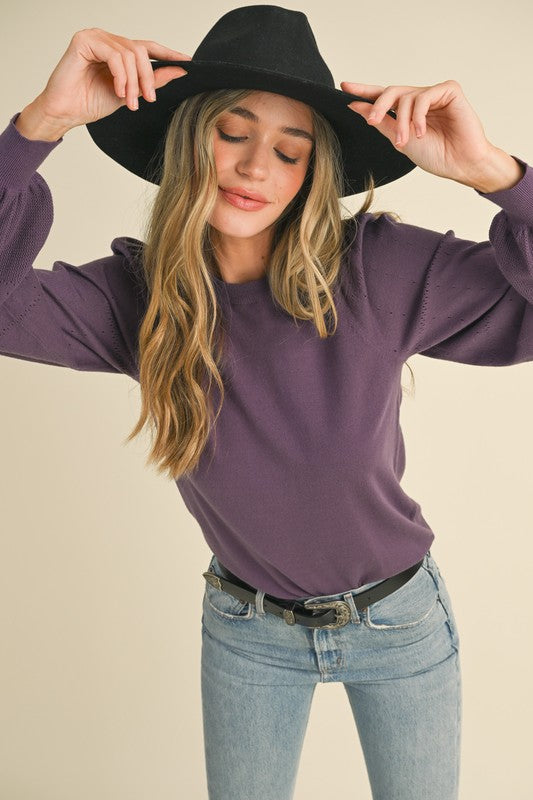 Violet Puff Sleeve Sweater