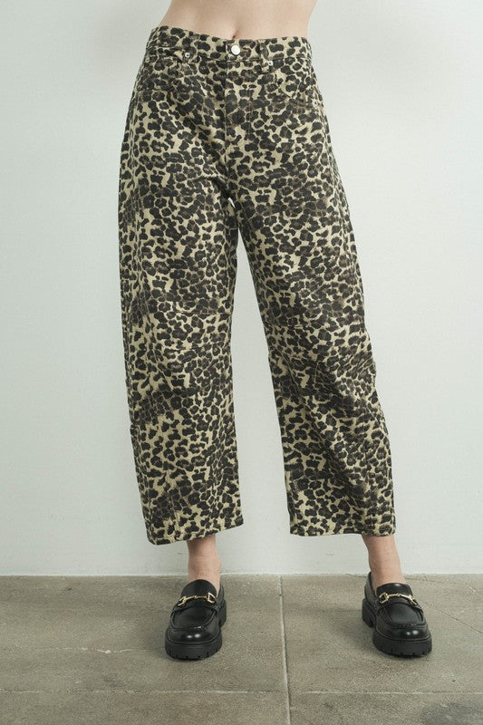 Landon Leopard Print Barrel Pants