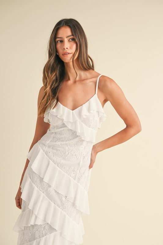 Lana Ruffle Maxi Lace Dress