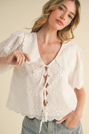 Bethany white Embroidered top