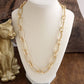 Chunky Statement Necklace – Elongated Textured Chain Necklace: Two Tone
