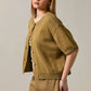 SHORT SLEEVE SWEATER CARDIGAN: LT OLIVE / M