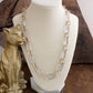 Chunky Statement Necklace – Elongated Textured Chain Necklace: Two Tone
