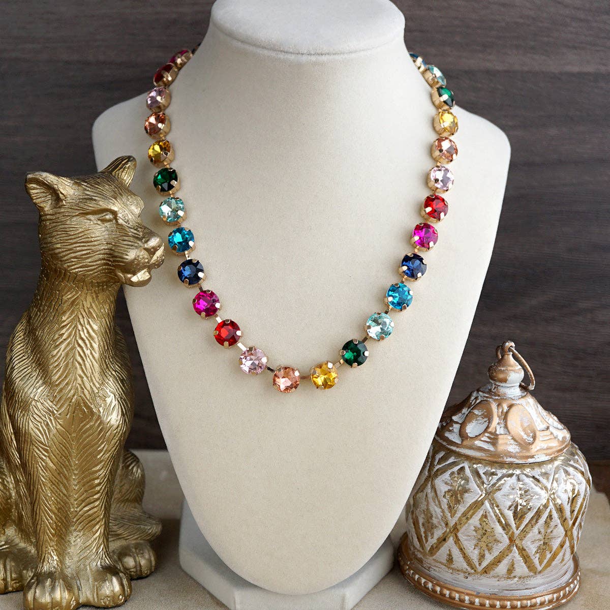Colorful Glass Crystal Necklace – Color Pop Shine: Neutrals