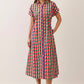 CD07590-Multicolor Check Button Down Midi Dress: Multi / S