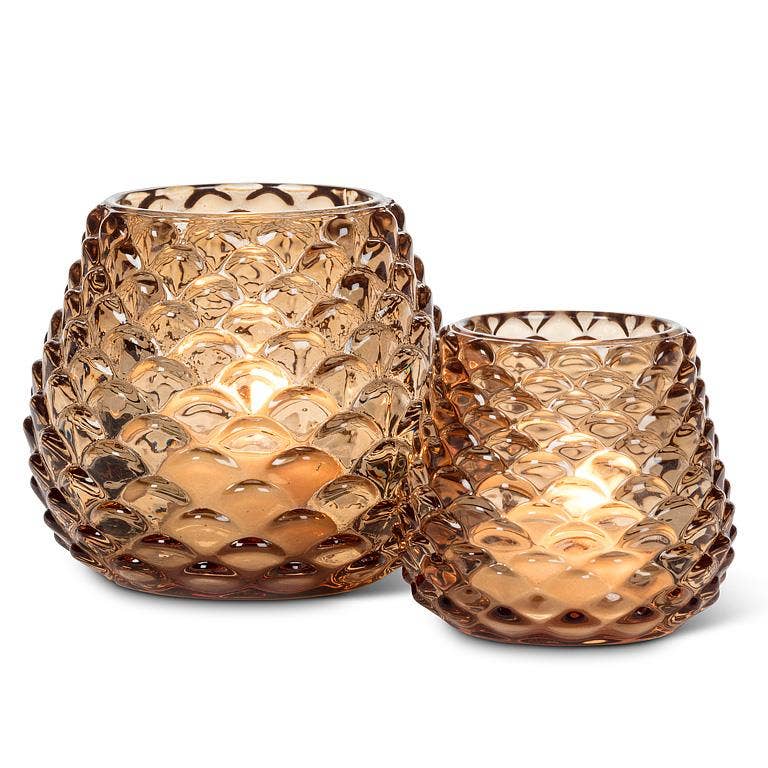 Small Pinecone Tealight: Amber