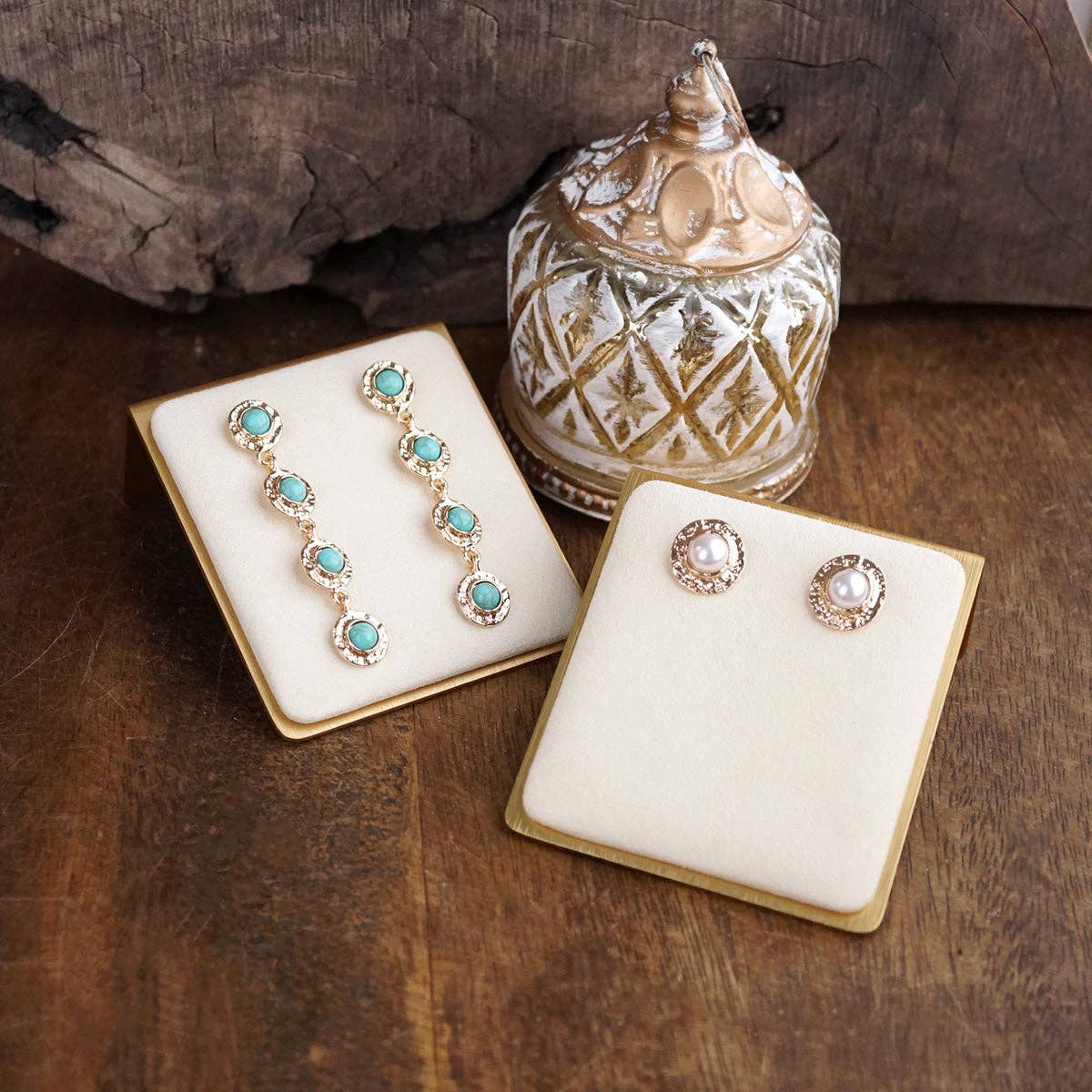 Cabochon Station Charm Necklace - Pearls Turquoise - Petite Glow: Pearl