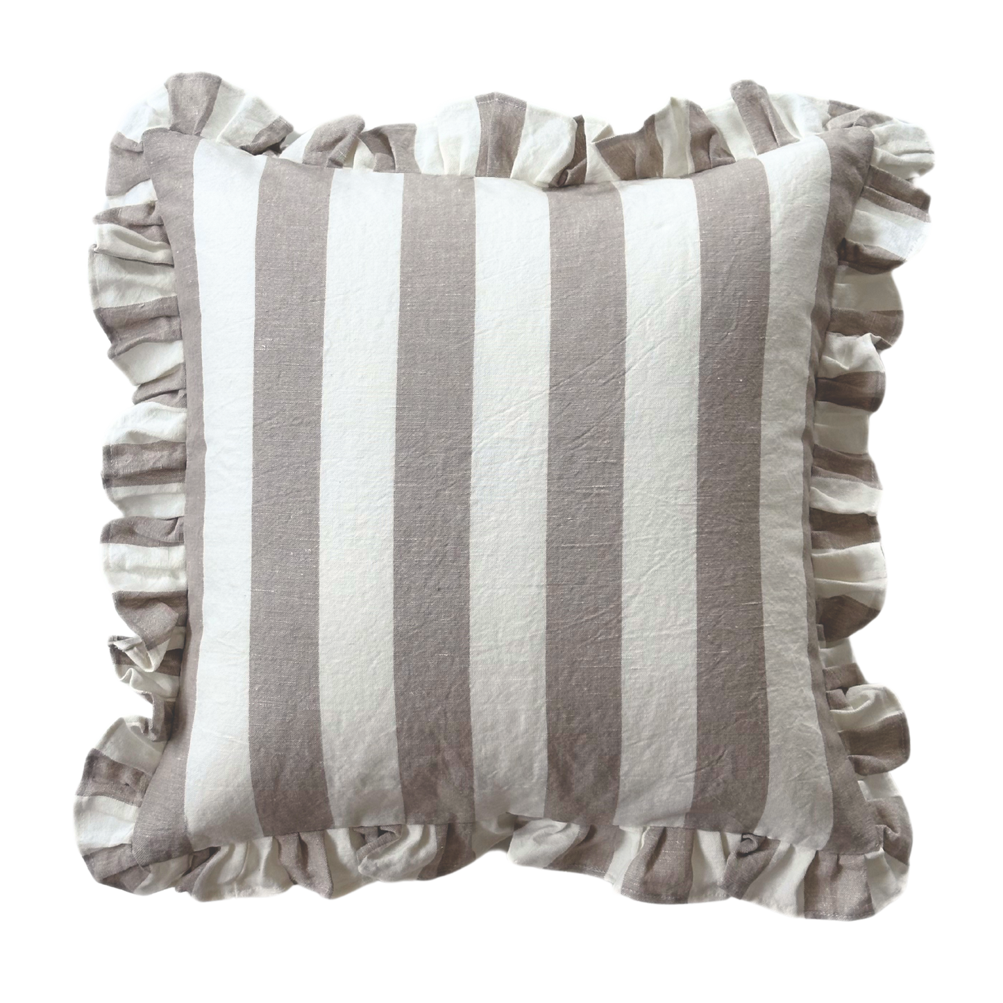 Ruffled Cabana Stripe Pillow Cover Collection: Rust