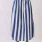 CS4090-Stripe Drop-Waist A-Line Maxi Skirt: Navy / S