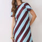 CD07188-Diagonal Stripe Feather Hem Maxi Dress: Blue / S