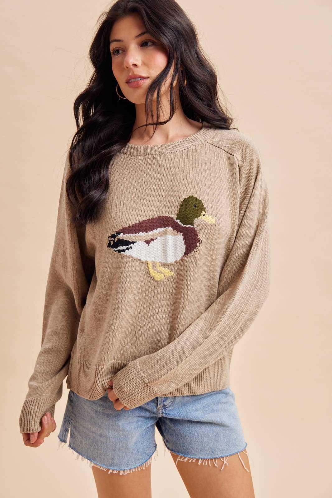 MALLARD DUCK KNITTED SWEATER: DARK FLAX / L