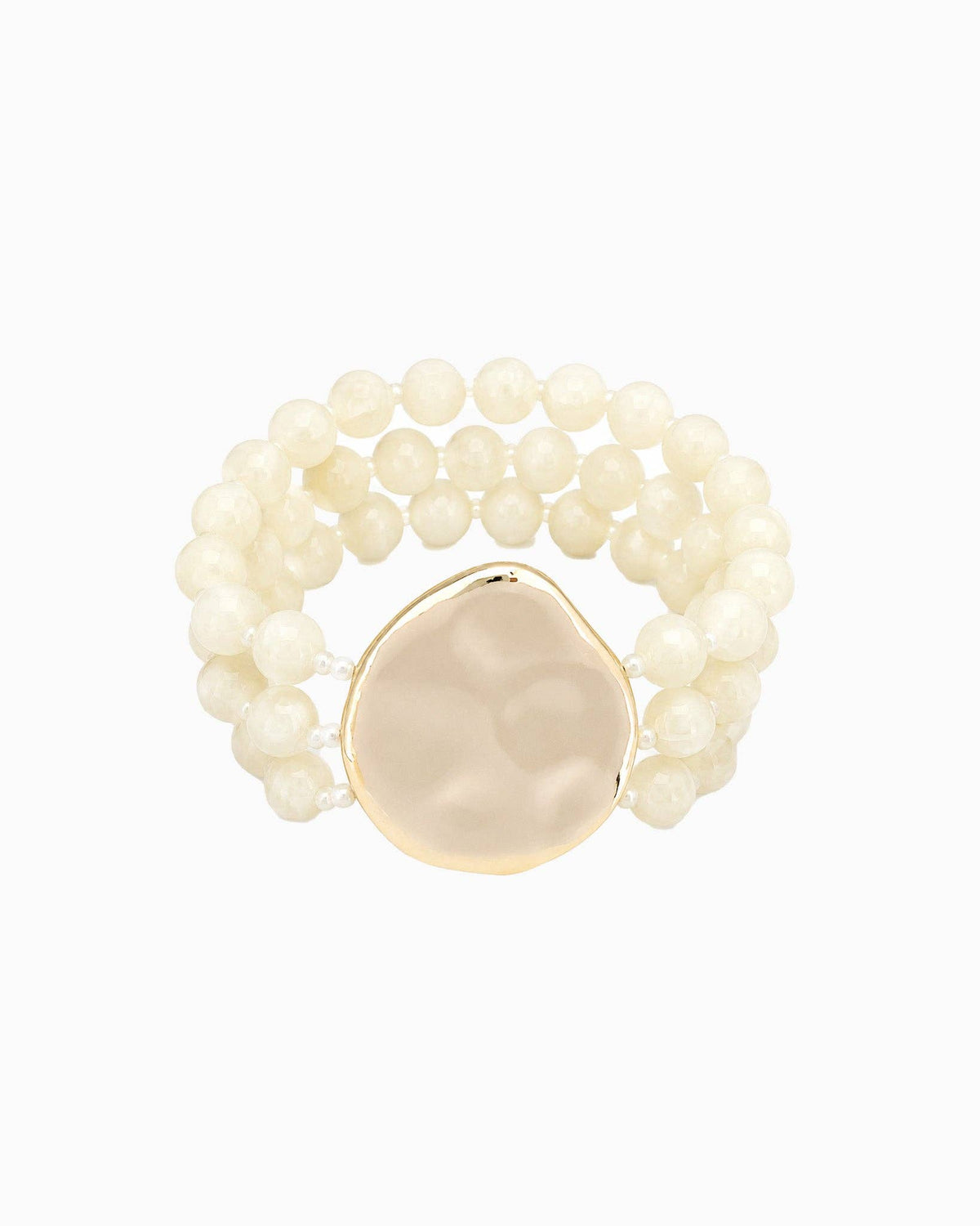 Organic Marbled Bead Layered Statement Bracelet: Pink