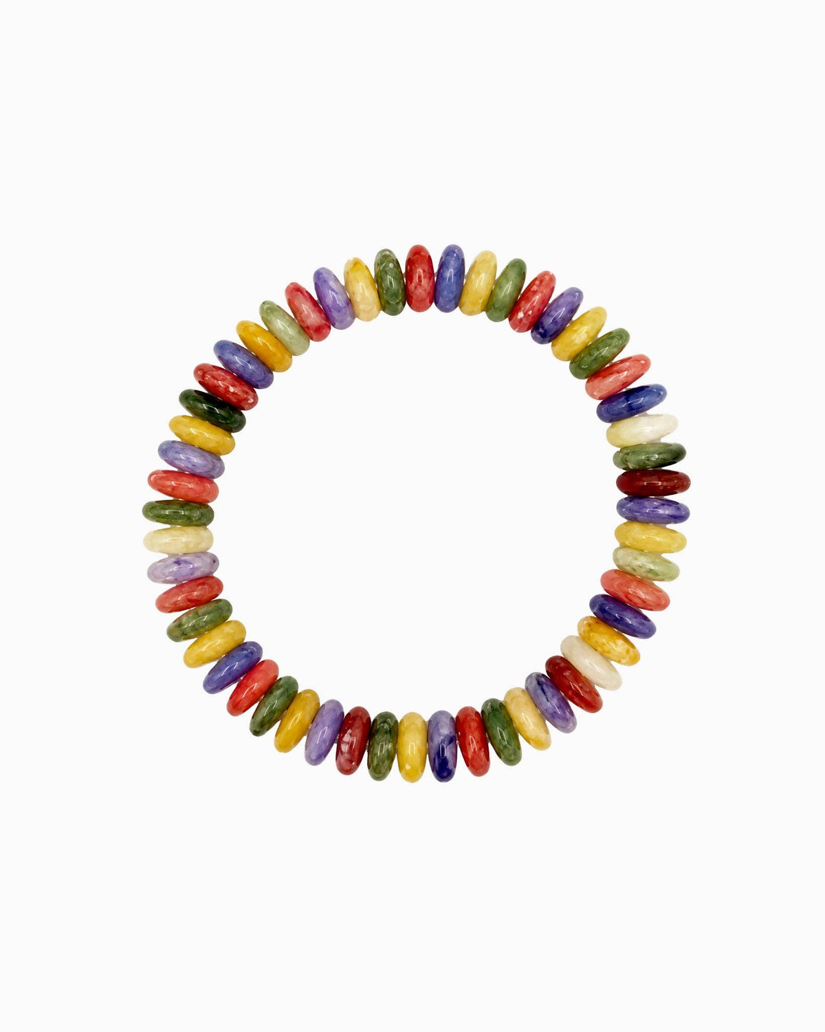 Autumn Wide Disc Marble Beaded Stretch Bracelets: Pink